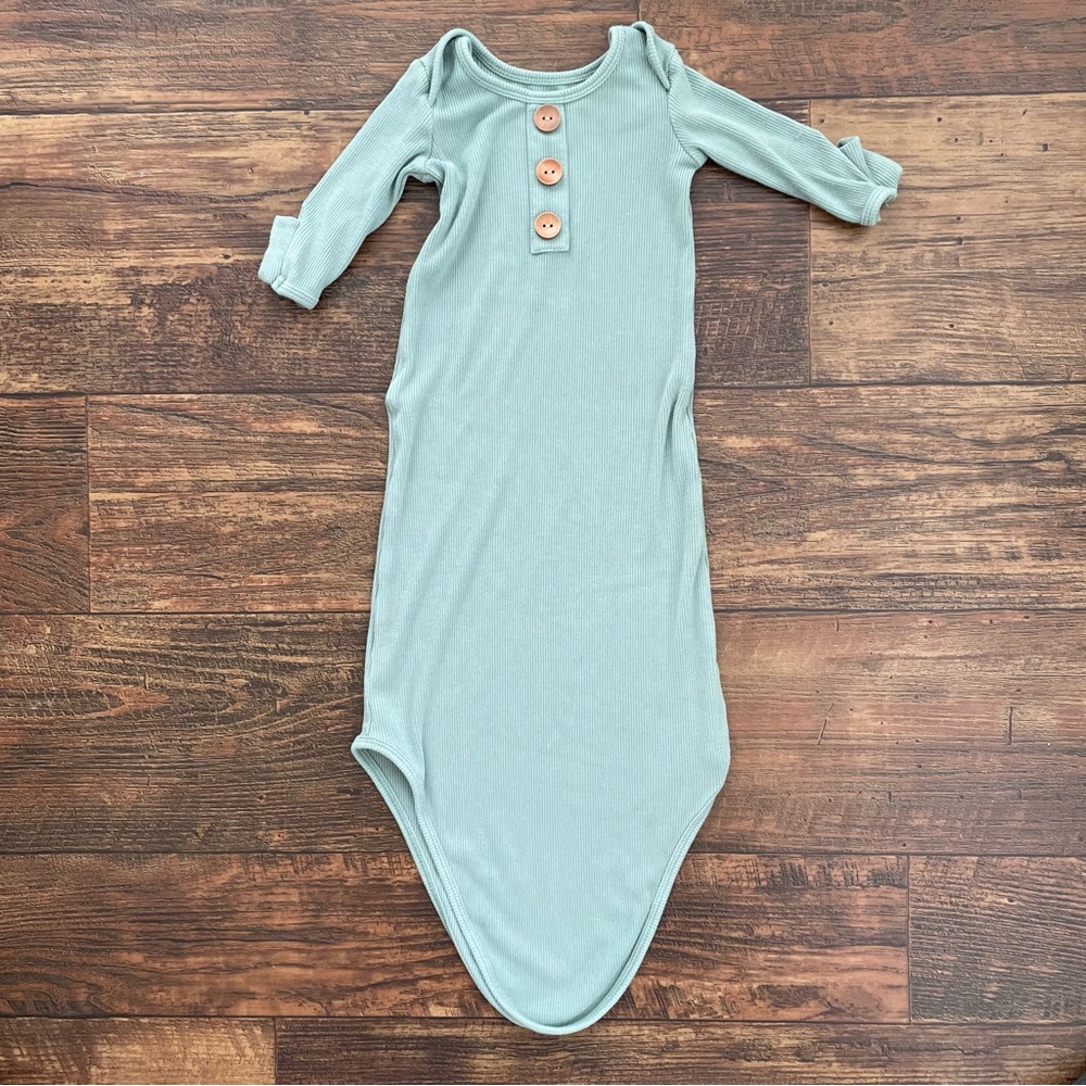 Caden Lane knotted gown. Olive green. Size 0-3 Months.